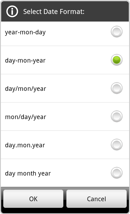 select date format