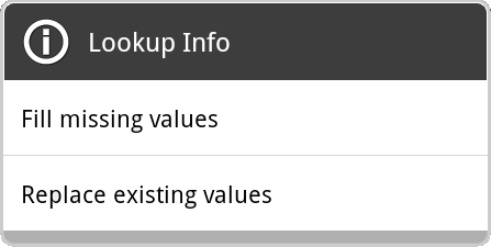 lookup mode dialog