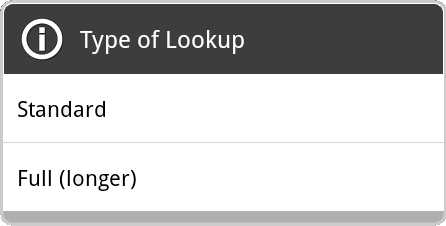 lookup type dialog