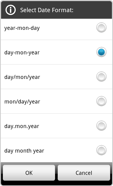 select date format