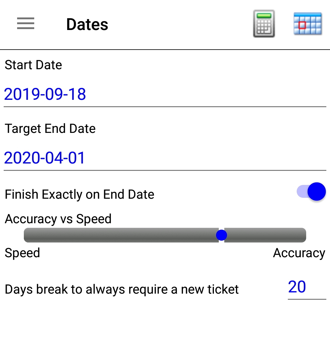 dates  screen