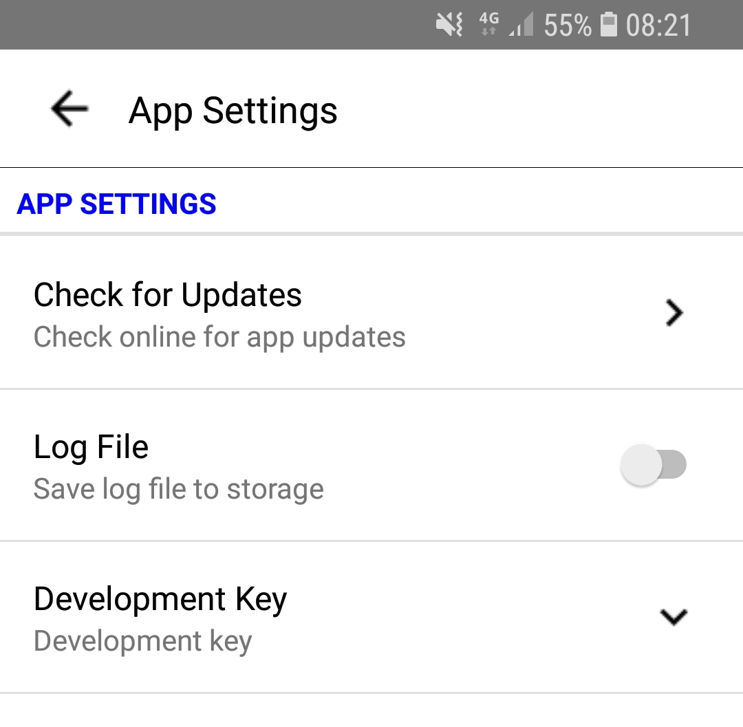 app settings